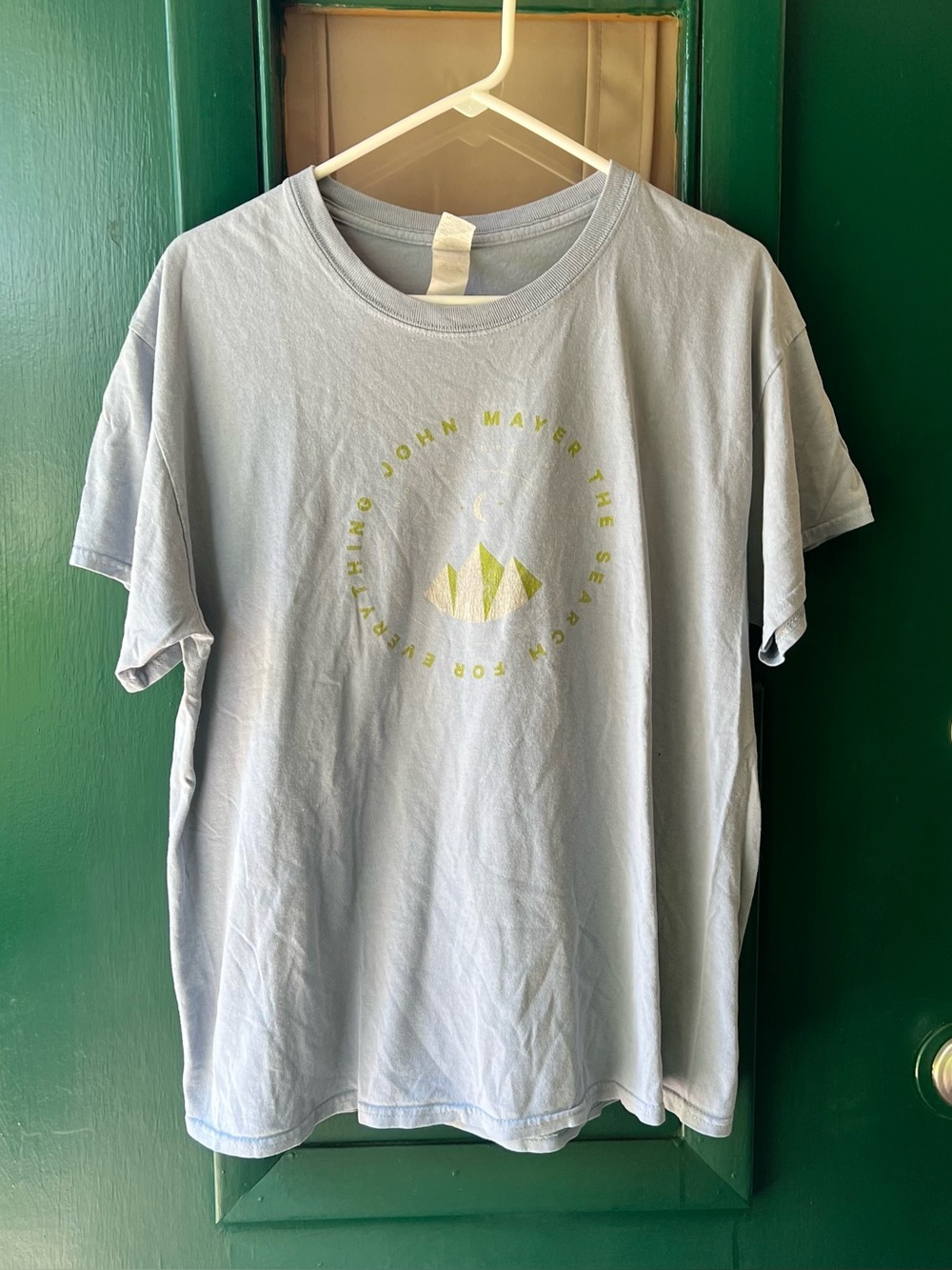 John Mayer  Light Blue T-Shirt with Yellow Accent